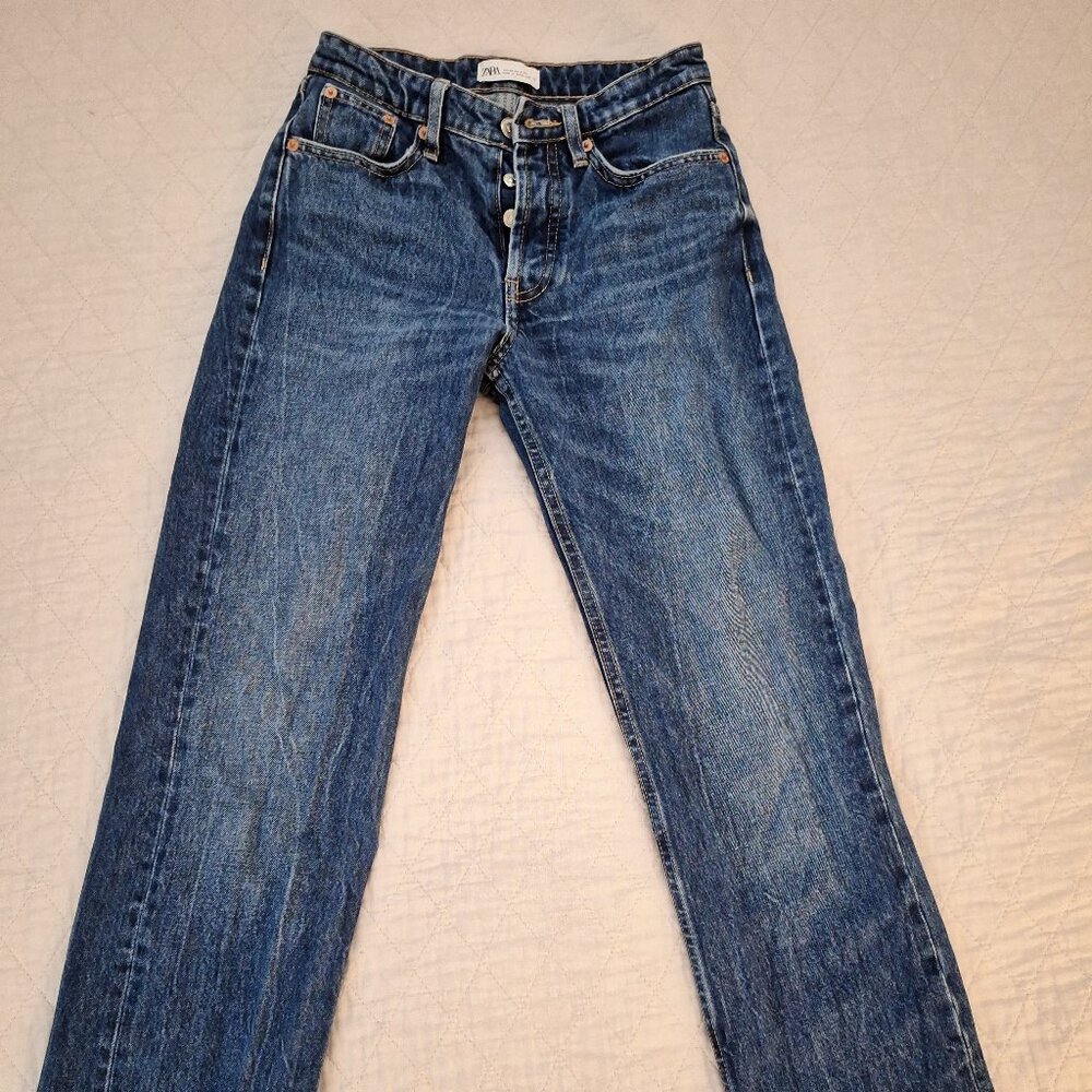 Zara straight fit blue jeans